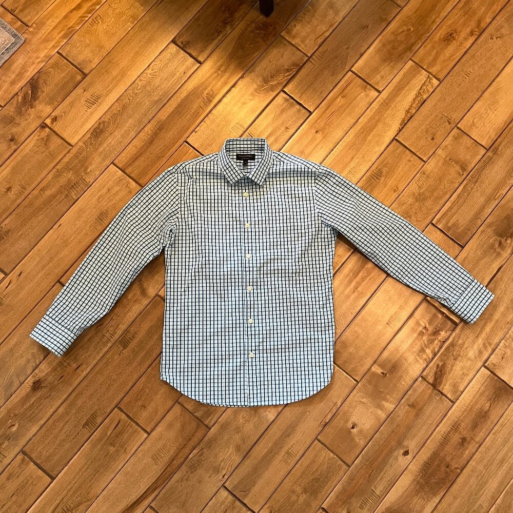 Banana Republic Slim Fit Men's Shirt Blue Check Medium 15.5 x 33-34